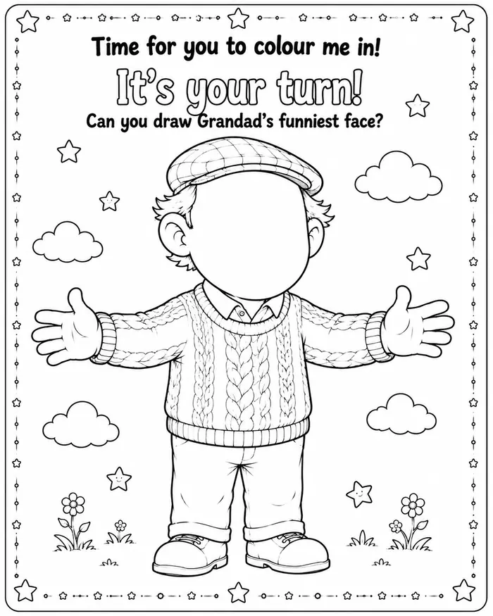 Grandad Funnyface colouring page