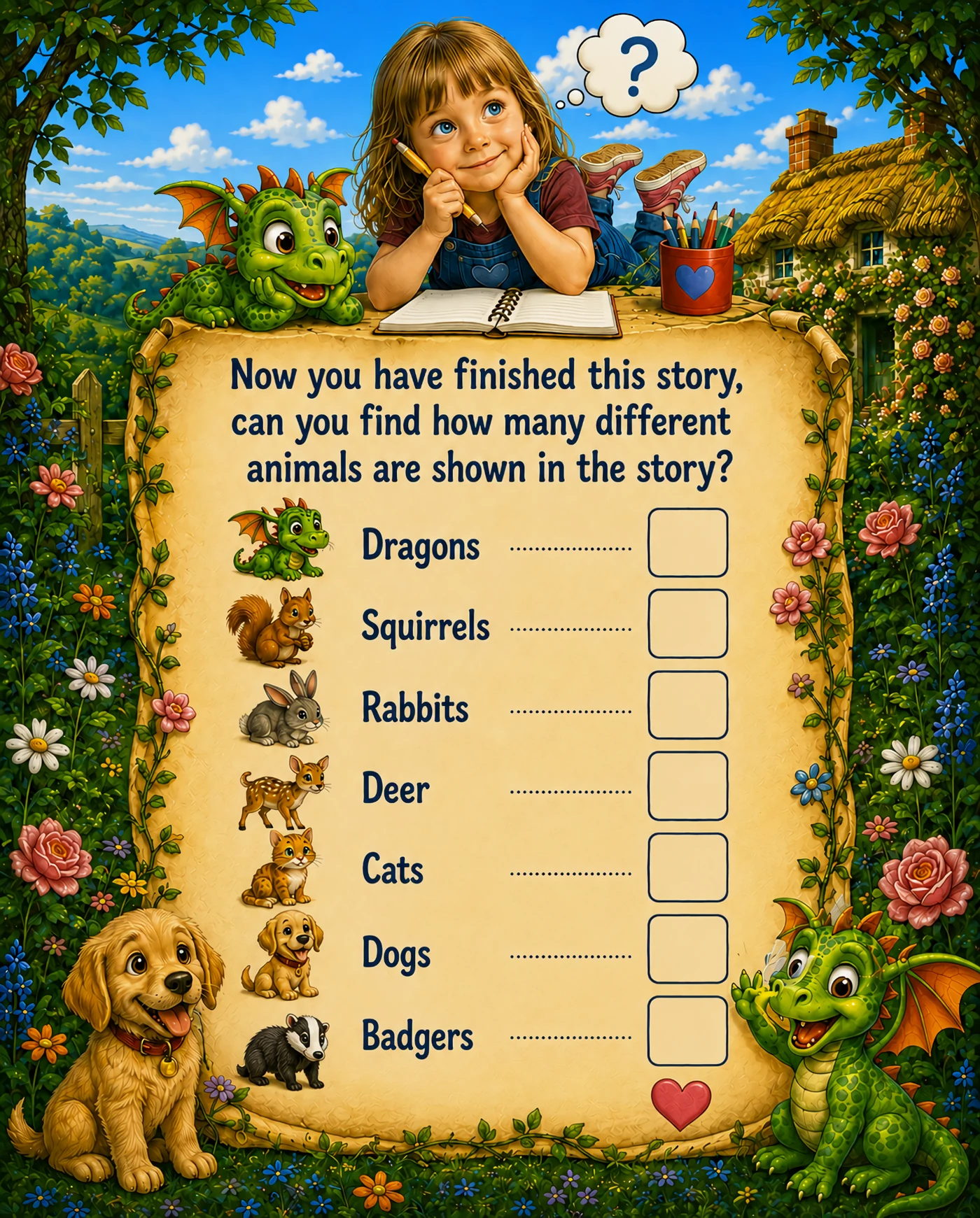 Animal counting quiz from Grandad Funnyface and The Baby Dragon